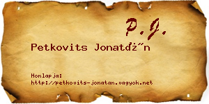 Petkovits Jonatán névjegykártya